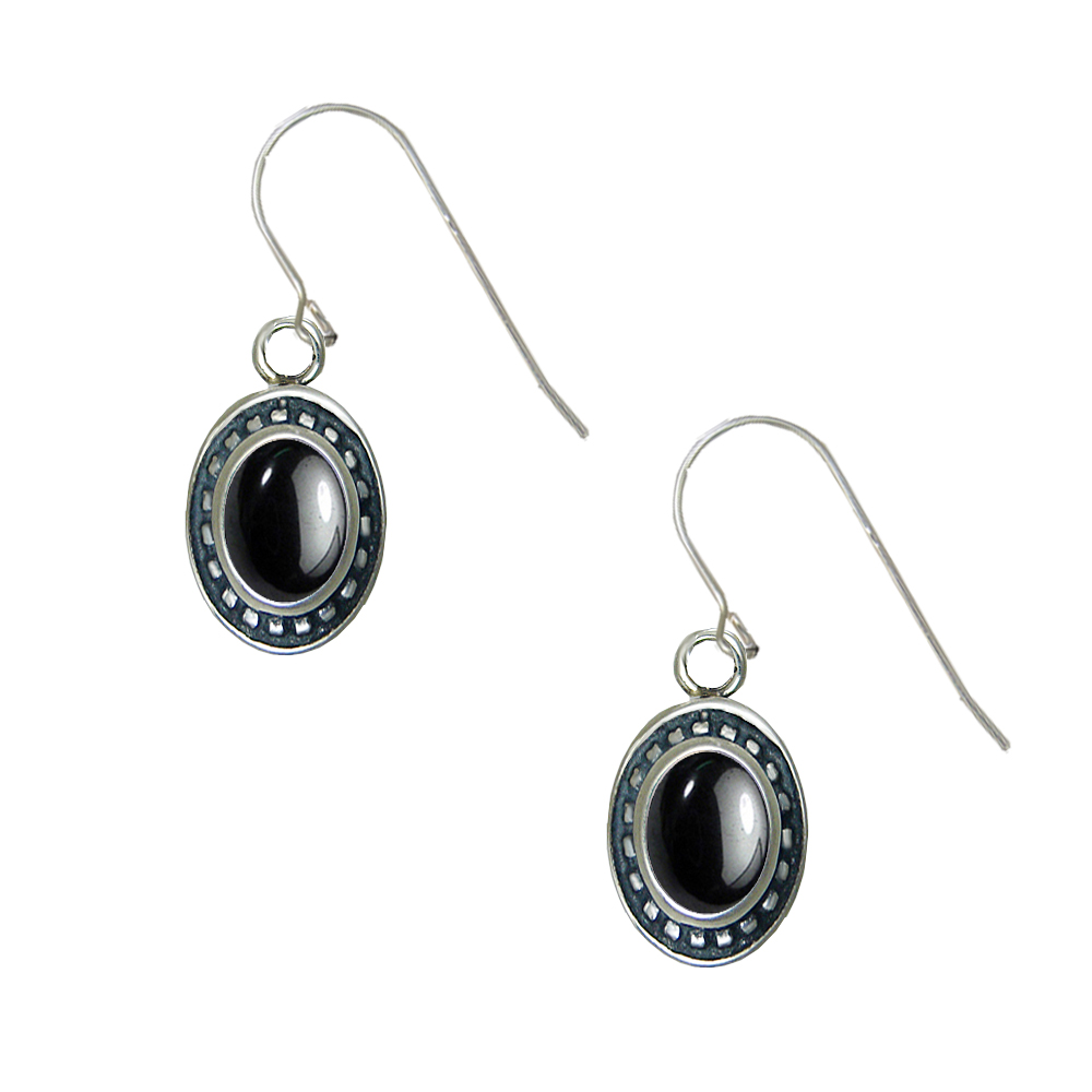 Sterling Silver Hematite Gemstone Drop Dangle Earrings